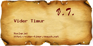 Vider Timur névjegykártya